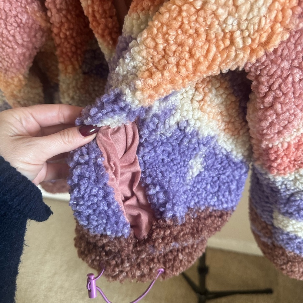 Wild Fable Full Zip Teddy Sherpa Pink Landscape Jacket - Picture 11 of 11